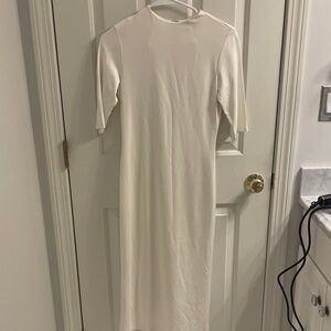 Alice + Olivia Delora Fitted Mock Neck Off White Dress
